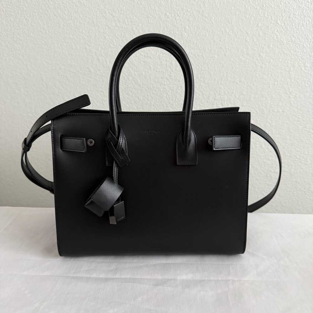 YSL -Saint Laurent Black Sac de Jour Baby Handbag
